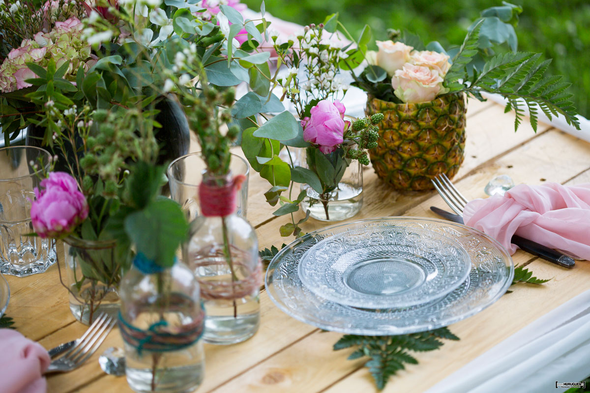Centre de table de mariage dans un jardin romantique par Elisabeth Delsol