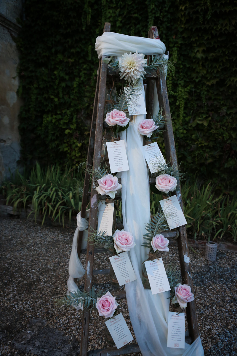 Décoration florale mariage romantique par Elisabeth Delsol.