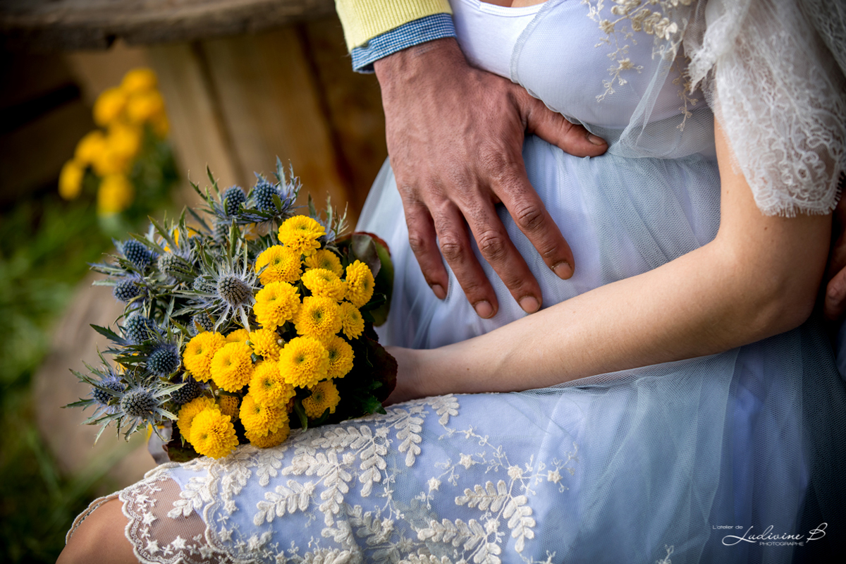 Bouquet de mariée au thème campagne et champêtre par Elisabeth Delsol.