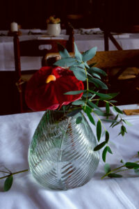 La Fleur D'anthurium Rouge En Déco De Table De Mariage.