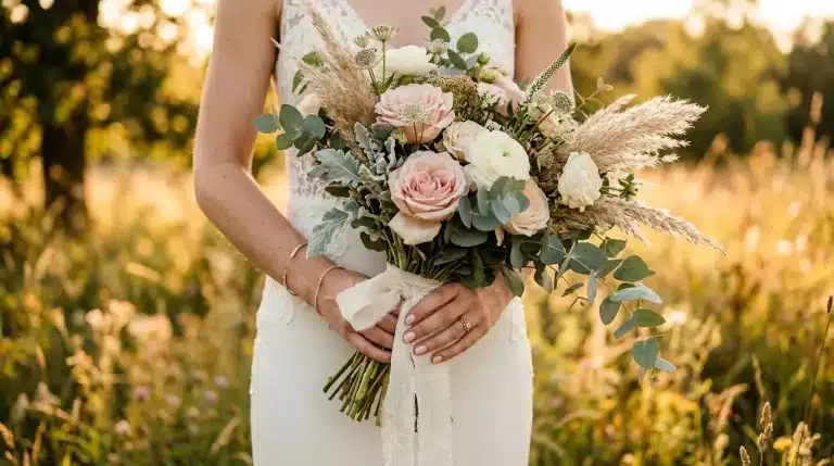 Bouquet de mariée champêtre : fleurs fraîches et naturelles pour votre mariage
